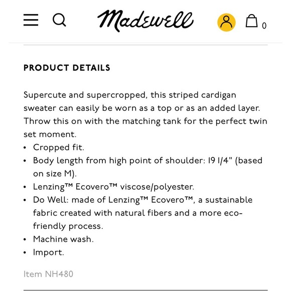 Madewell Carmon Crop Cardigan Sweater in Stripe Size L - Picture 4 of 12